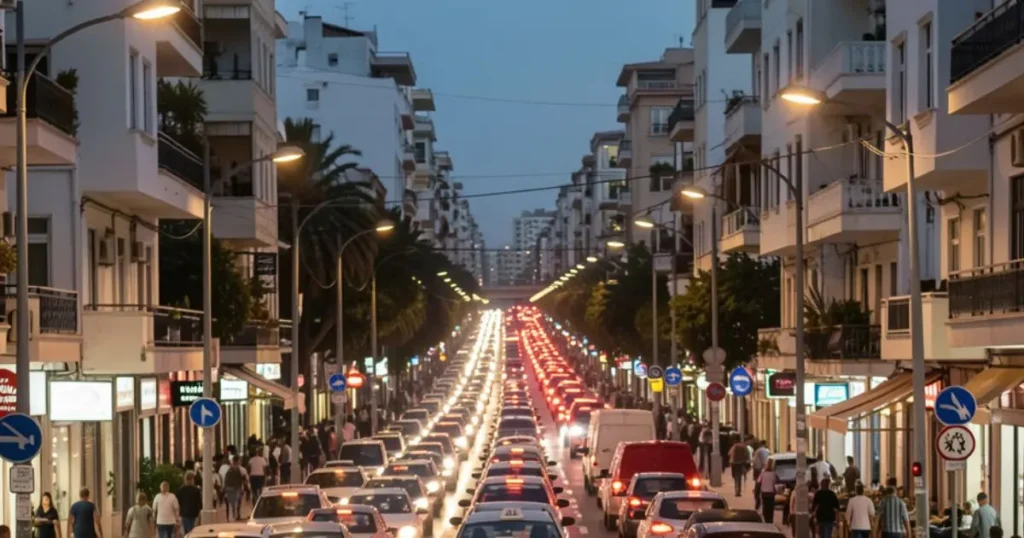 Κίνηση και δυσκολία πάρκινγκ στην οδό Κορίνθου στην Πάτρα - Μετακίνηση με Ταξί Πάτρα 2026